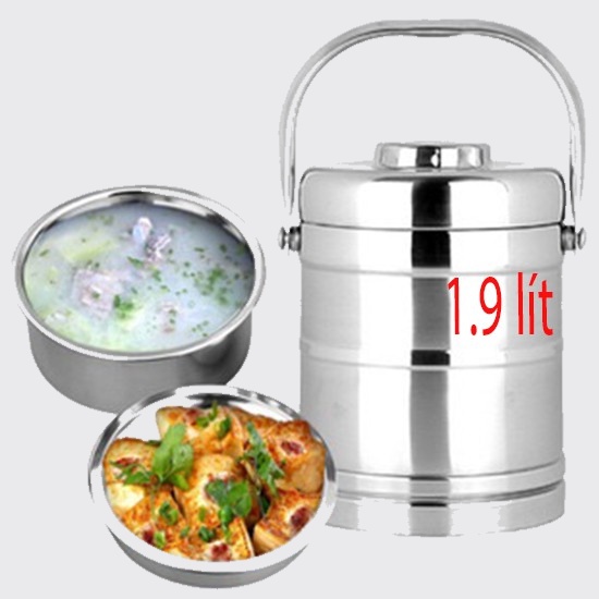 Cà Men Giữ Nhiệt 1l3 / 1L9 Siêu Lớn Inox 2 Lớp Hộp Đựng Cơm 3 Tầng Không Gỉ Sét