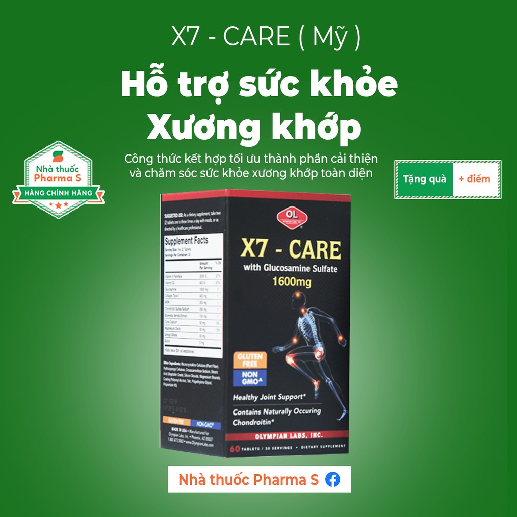 📌[Mưa quà tặng] Glucosamine X7 - Care hỗ trợ toàn diện sức khỏe xương khớp. Hàng Mỹ chính hãng