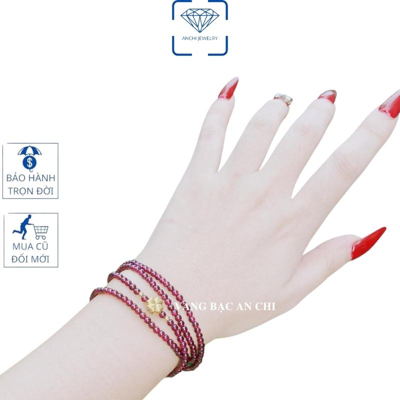 Vòng tay đá garnet hồng lựu phong thủy mệnh hỏa / thổ, An chi jewelery