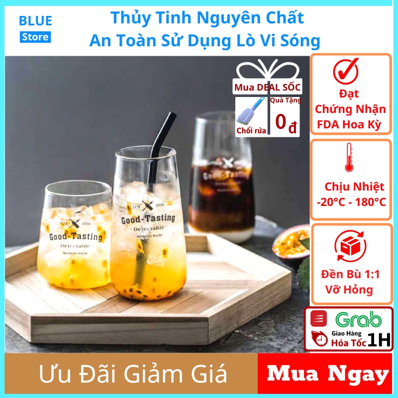 Cốc uống nước, Ly thủy tinh dễ thương cao cấp chịu nhiệt uống cà phê cocktail sinh tố 500ml