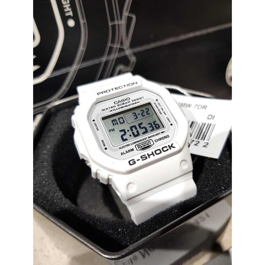 Đồng Hồ đôi Casio G-Shock DW-5600MW-7DR và baby-G BGD-560-7DR Dây Nhựa Trắng - bảo hành 12 tháng