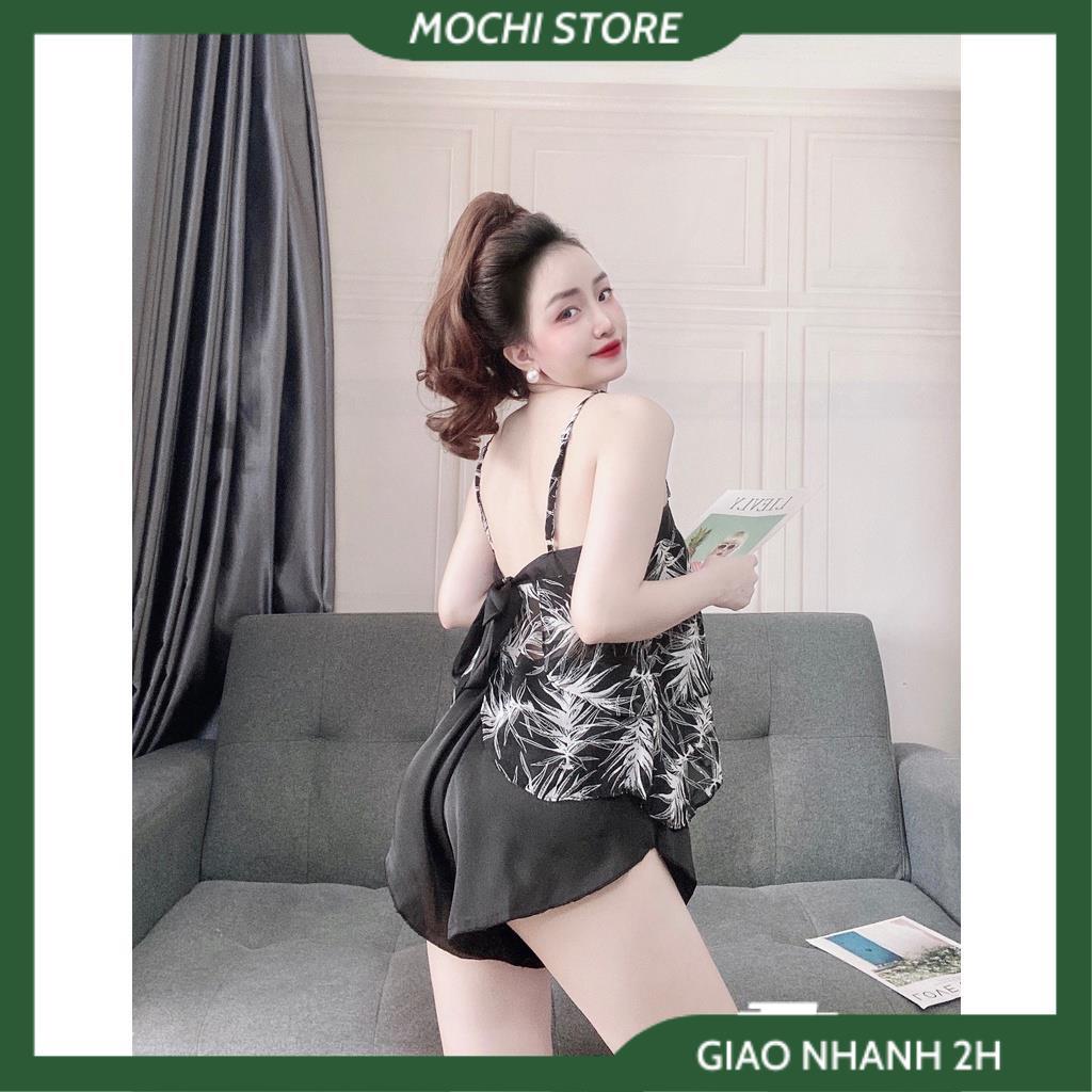 Đồ Ngủ Sexy Nữ , Bộ Áo 2 Dây Cột Nơ Sau Voan Hoa Quần Cọc Lụa Màu Trơn Thời Trang Sexy, Gợi Cảm Cho Bạn Nữ. | BigBuy360 - bigbuy360.vn