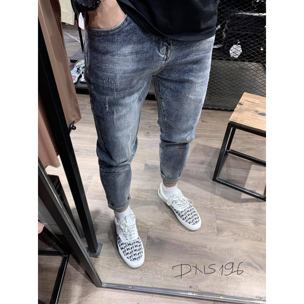 Quần Jean nam xanh xước Carrot Fit DENIMST 196 | BigBuy360 - bigbuy360.vn