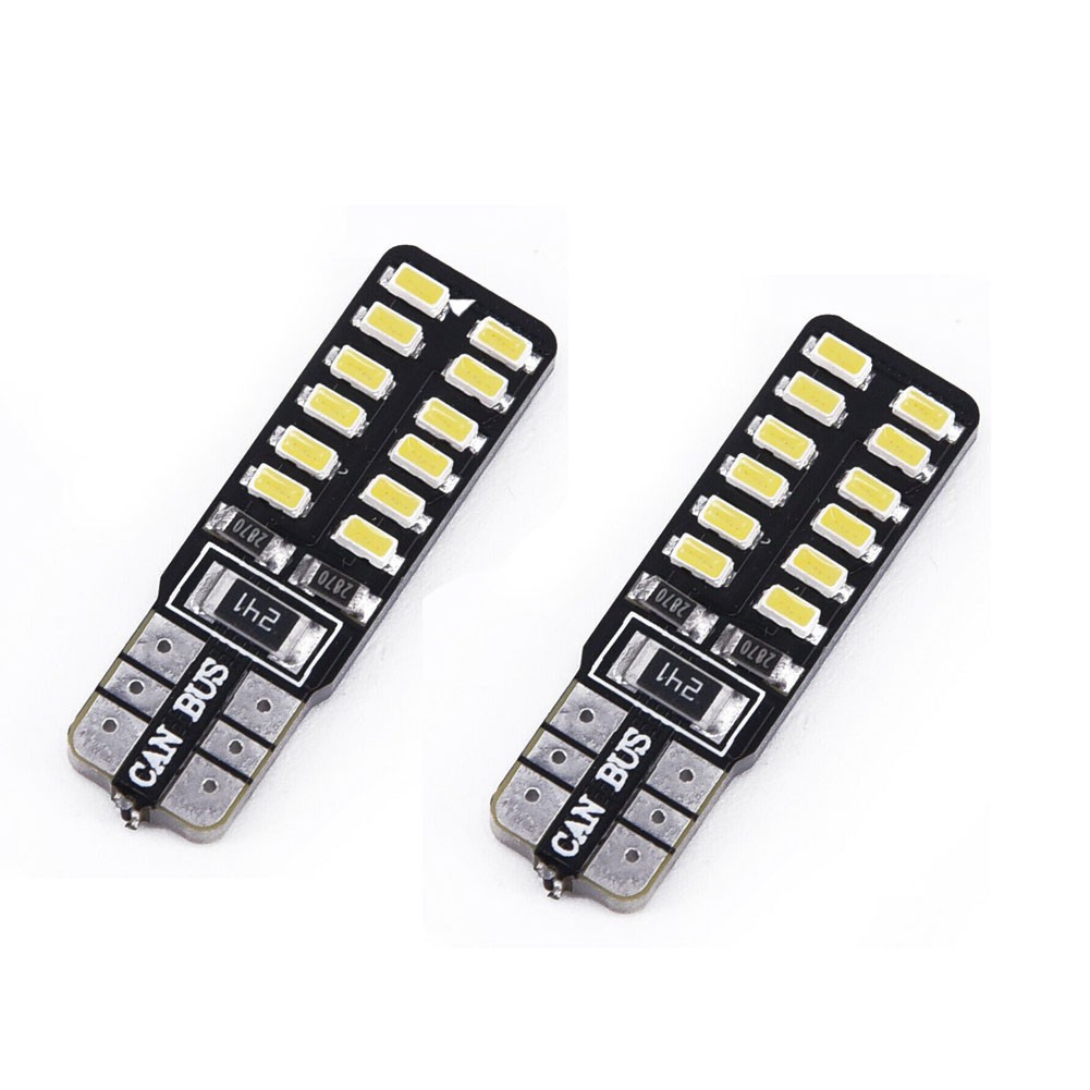 Bộ 2 Đèn LED T10 194 168 W5W 24 SMD 3014 Ánh Sáng Trắng 6500K Chất Lượng Cao Cho Xe Hơi