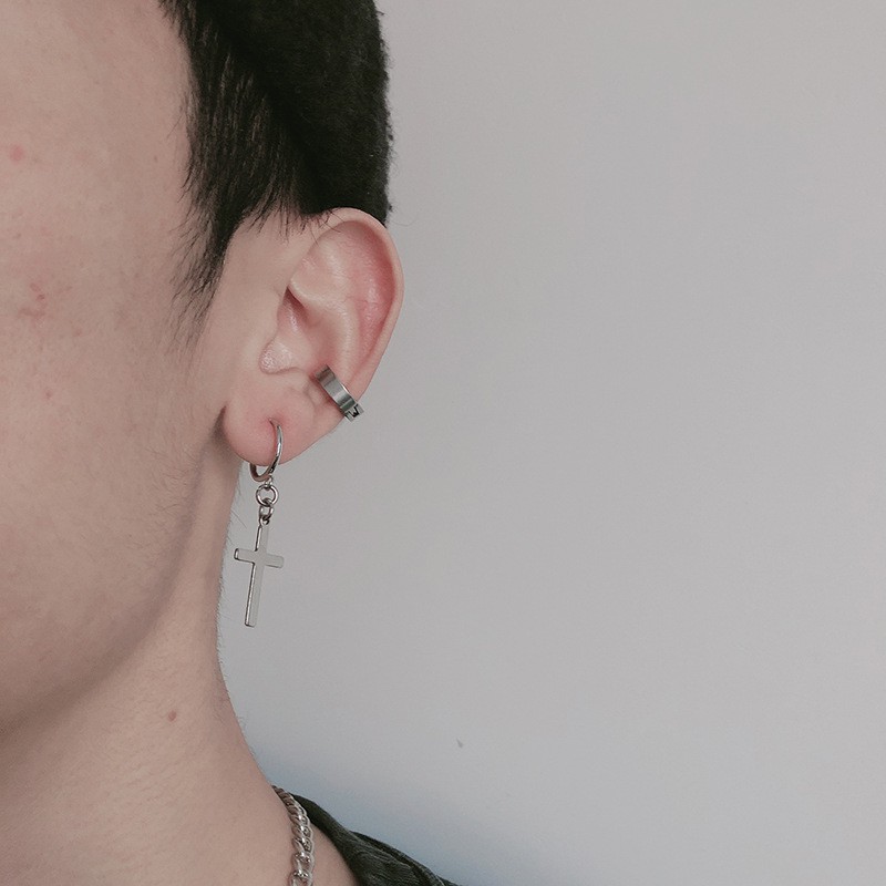 Khuyên tai hình chữ thập thiết kế cá tính độc đáo Harajuku