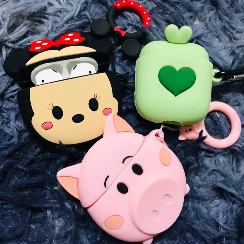 Tặng kèm móc tay Case bao vỏ airpod silicon 1 2 Pro 3 MICKEY MOUSE Vỏ bọc đựng tai nghe không dây i12