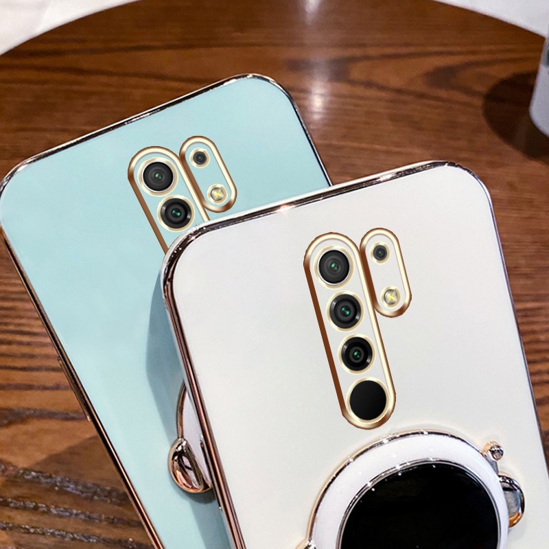 ốp lưng Giá đỡ phi hành gia mạ vàng sang trọng Giá đỡ tích hợp Vỏ mềm Tương thích với Cho XIAOMI MI 8 9 Pro CC9 NOTE 10 PRO Redmi 12C 8 Pro 8A Note 8 PRO 8T 7/7Pro/7S Ốp silicon TPU màu trơn đơn giản case
