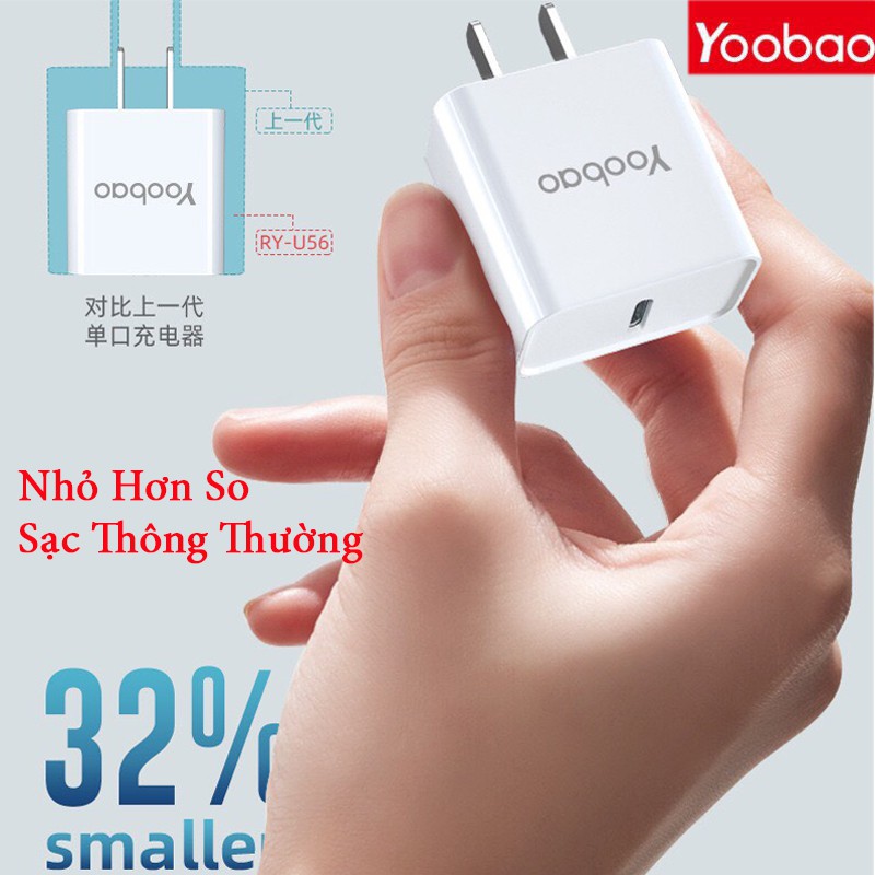 Củ sạc cổng nhanh Yoobao U56 cổng Type-C Sạc nhanh PD20W.
