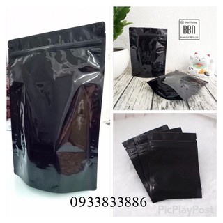 "túi zip" 2 mặt đen huyền sang trọng