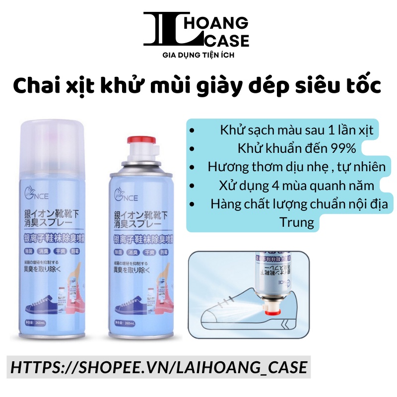 Chai xịt khử mùi hôi giày Nano Bạc bình xịt thơm khử mùi mồ hôi chân đến 99%