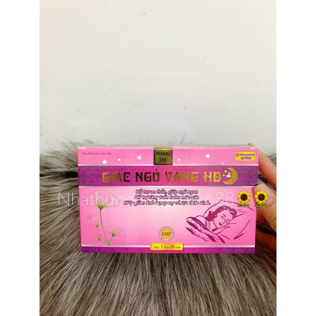 Viên uống GIẤC NGỦ VÀNG HD hỗ trợ thần kinh, giúp ngủ ngon – Hộp 30 viên (Hồng)