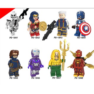 Super Hero mavel DC Heros Mini Figures play Toys Minifigures Spiderman Captain Pepper PG1841-1848