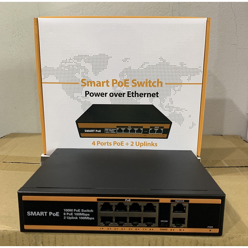 Bộ chia mạng Switch POE Smart 6 Cổng ( 4+2 Uplink) - 10 Cổng ( 8+2 Uplink) Chuyên dụng cho Cam IP - Chính Hãng Global