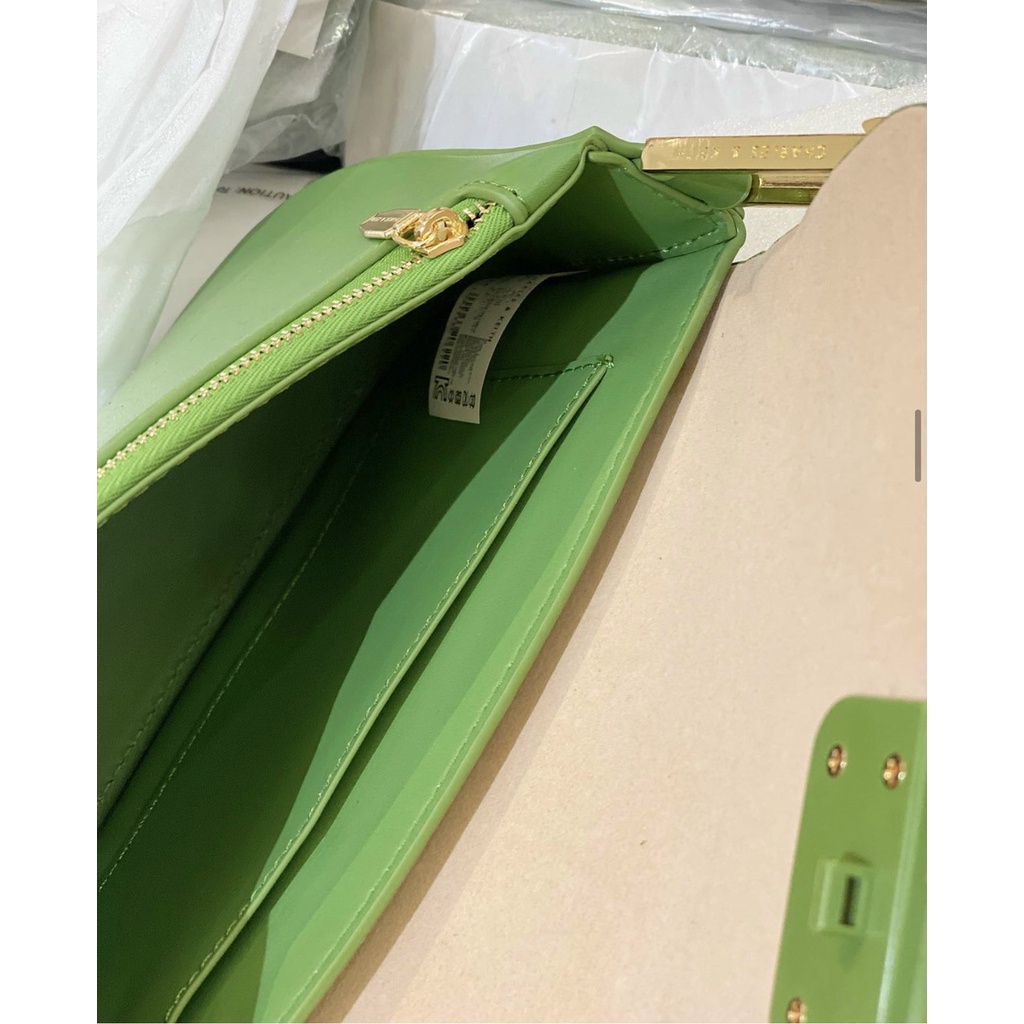 túi kẹp nách + đeo chéo nữ CK2-20270818 xanh lá hàng auth tuồn