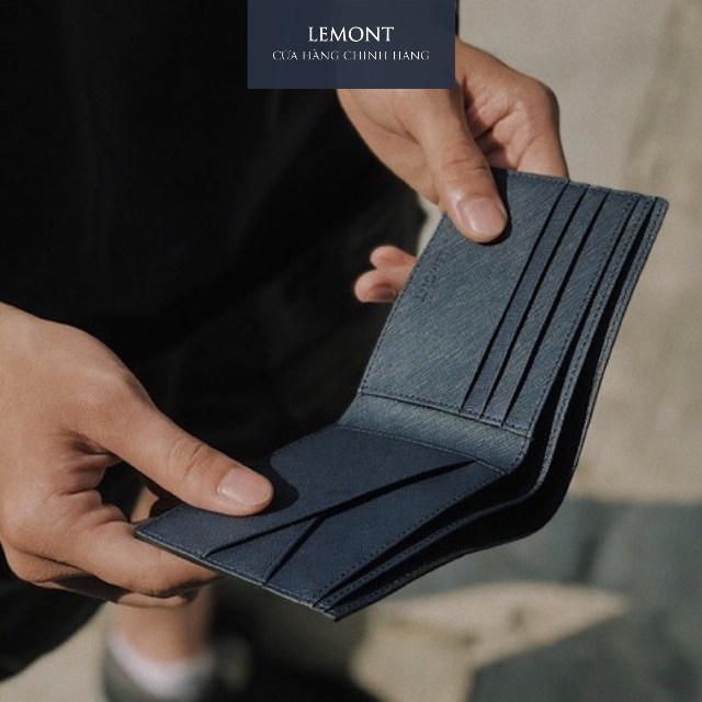 Ví nam da bò thật Blanky 2 ngăn đựng tiền thẳng - Thiết kế chính hãng từ Lemont.