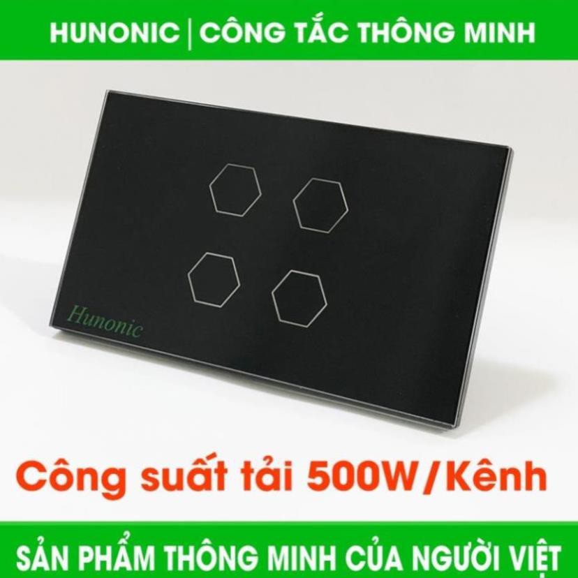 Công tắc cảm ứng Hunonic Datic 3 Nút kết nối Wifi điều khiển mọi thiết bị từ xa qua điện thoại, 2 màu trắng và đen