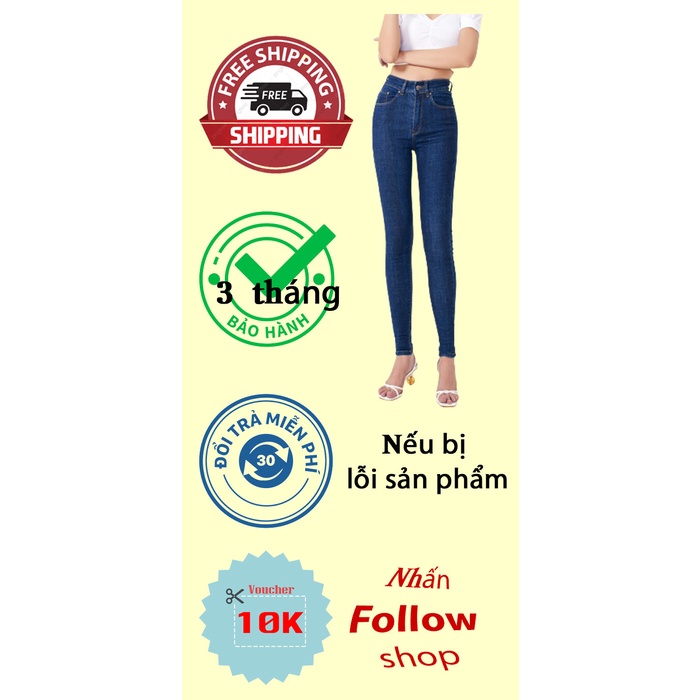 Quần jean nữ đẹp lưng cao dáng ôm chất jean cotton co giãn tốt mặc tôn dáng thoải mái MS520
