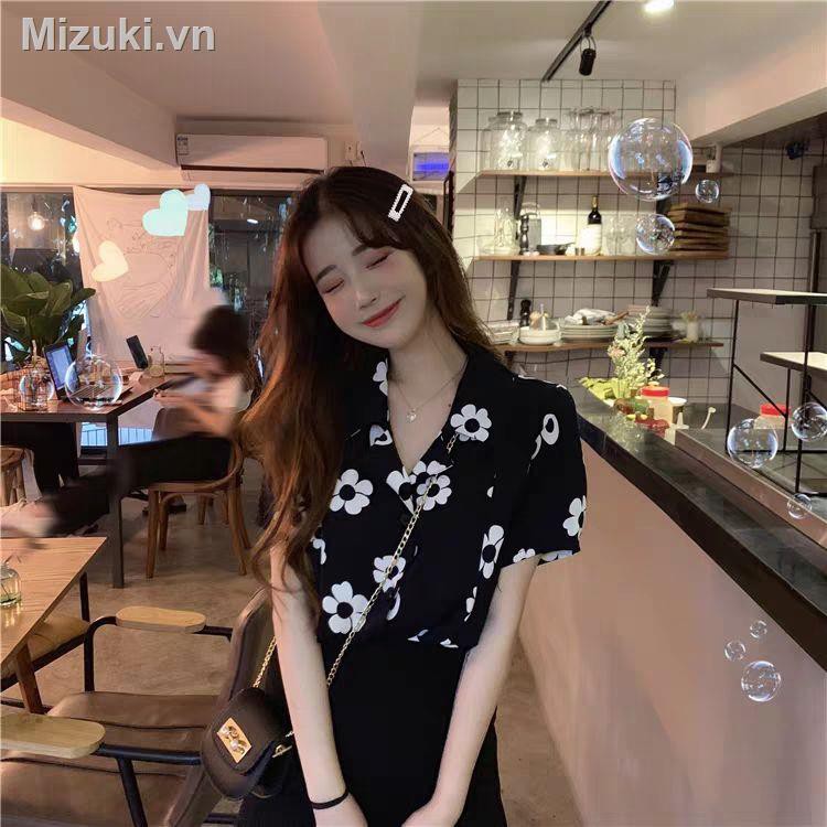 Áo Sơ Mi Nữ Tay Ngắn Cổ Chữ V Họa Tiết Hoa Vintage Thời Trang Phong Cách Hàn Quốc | BigBuy360 - bigbuy360.vn