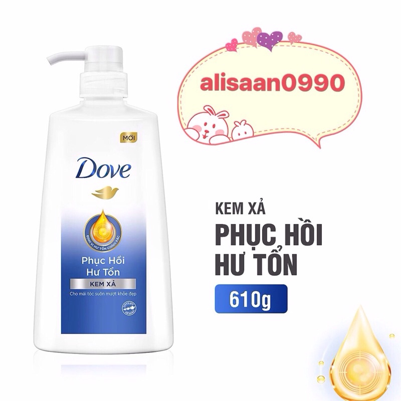 [ MẪU MỚI] DẦU XẢ DOVE PHỤC HỒI HƯ TỔN CHAI 610G