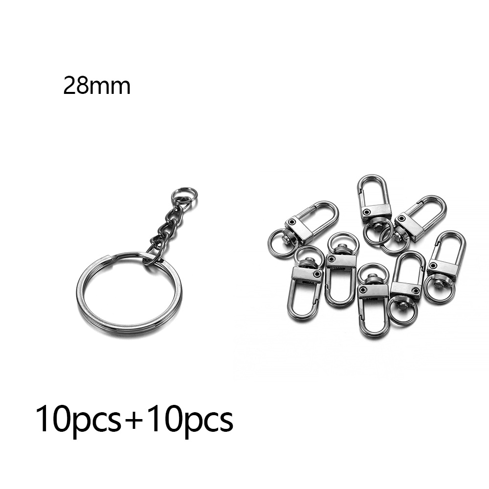 Gói 10 khoen móc khoá St.kunkka 30mm dài 60mm màu đen súng vàng hình tròn oval phụ kiện kim loại DIY