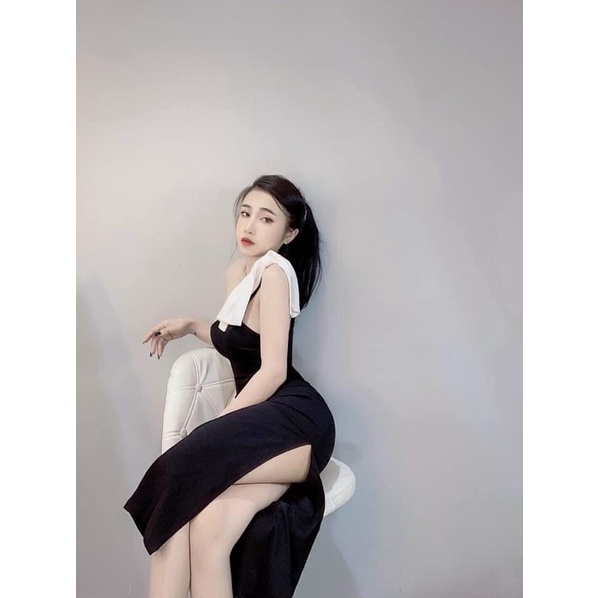 ĐẦM Lệch Vai Nơ To /xẽ tà xinh xuất săc( đi ăn cưới người yêu cũ thì sao nhỉ)