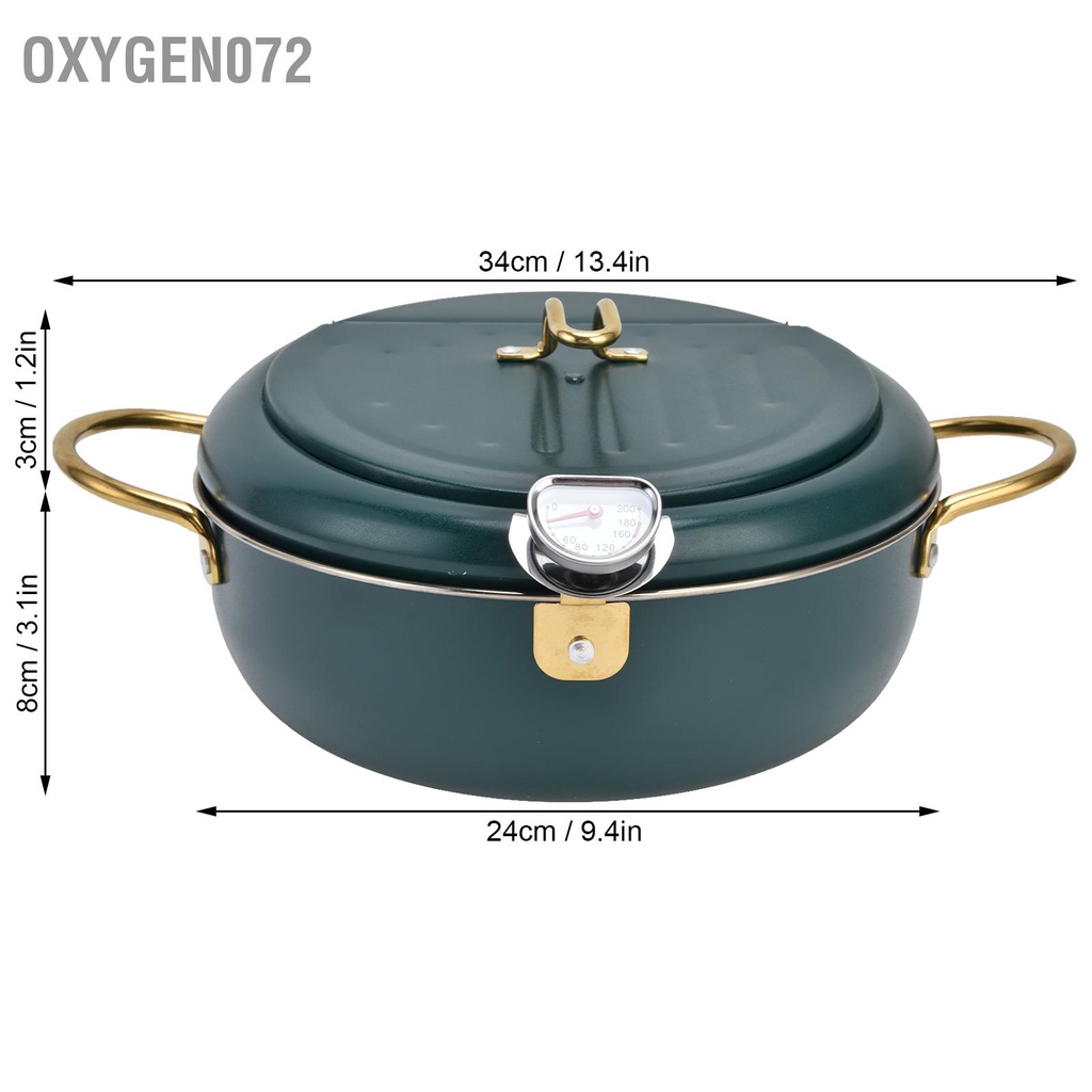 Nồi Chiên Ngập Dầu Mini Bằng Thép Không Gỉ 304 Nhiệt độ nấu ăn có thể điều khiển với nhiệt kế cho nhà bếp Oxygen072
