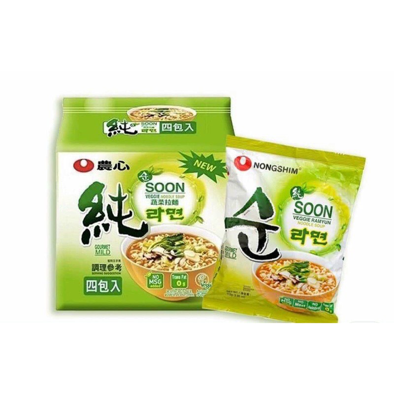 [Lốc 5 Gói] Mì CHAY Hàn Quốc Soon Veggie Nongshim (112g/gói)