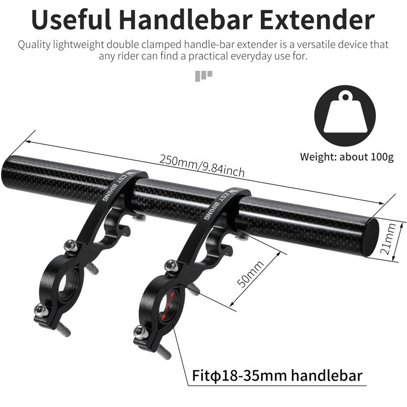 Ống nối dài tay lái xe đạp WEST BIKING gắn GPS bằng hợp kim carbon 25CM 18-35mm