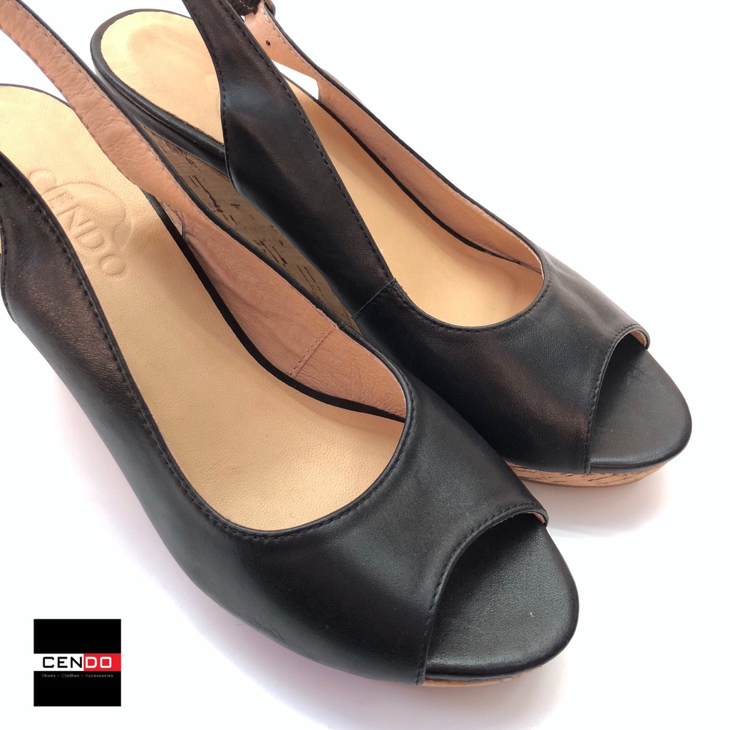 Sandal xuồng quai sau da thật Cendo