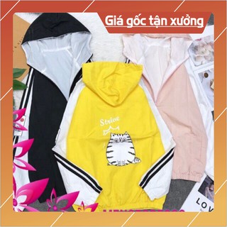 Áo khoác dù nữ in mèo ú meo meo_ảnh thật