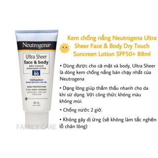 KCN Neutrogena Ultra Sheer Face & Body Touch Suncreen Lotion