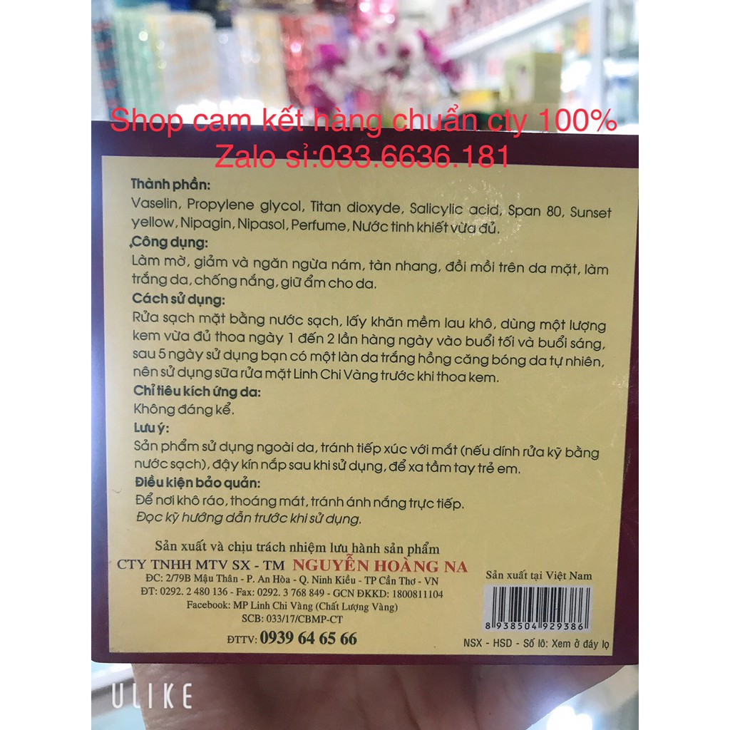 kem hết nám Linh chi vàng Vip hủ 35g