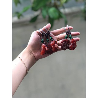 Móc Khóa Tỳ Hưu Chalcedony đỏ May Mắn