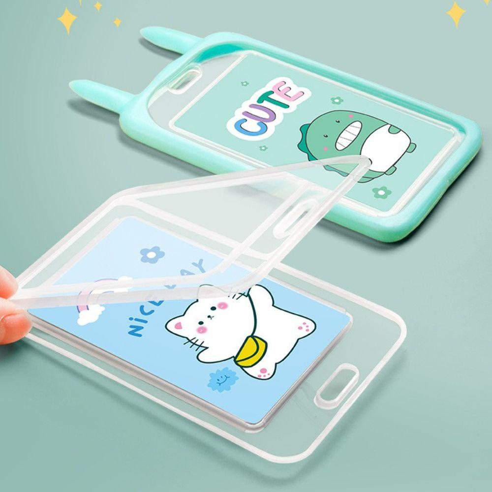 Ví Đựng Thẻ ID Bằng Nhựa Trong Suốt Hình Tai Thỏ Dễ Thương Cho Học Sinh Ốp