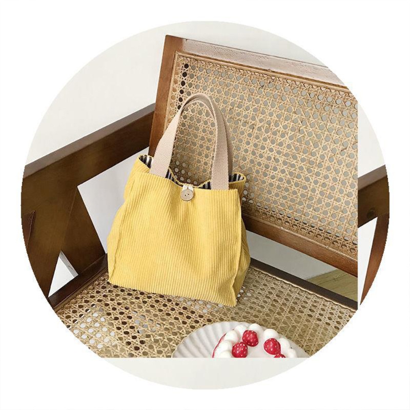 Seng Túi Tote Vải Nhung Có Gân Trơn Di Động Có Tay Cầm Thích Hợp Cho Học Sinh / Cắm Trại Ngoài Trời