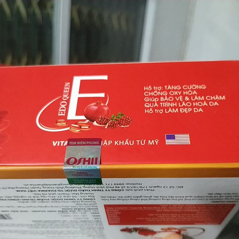 Viên uống vitamin Edo Queen E lựu đỏ đẹp da - điều hoà nội tiết