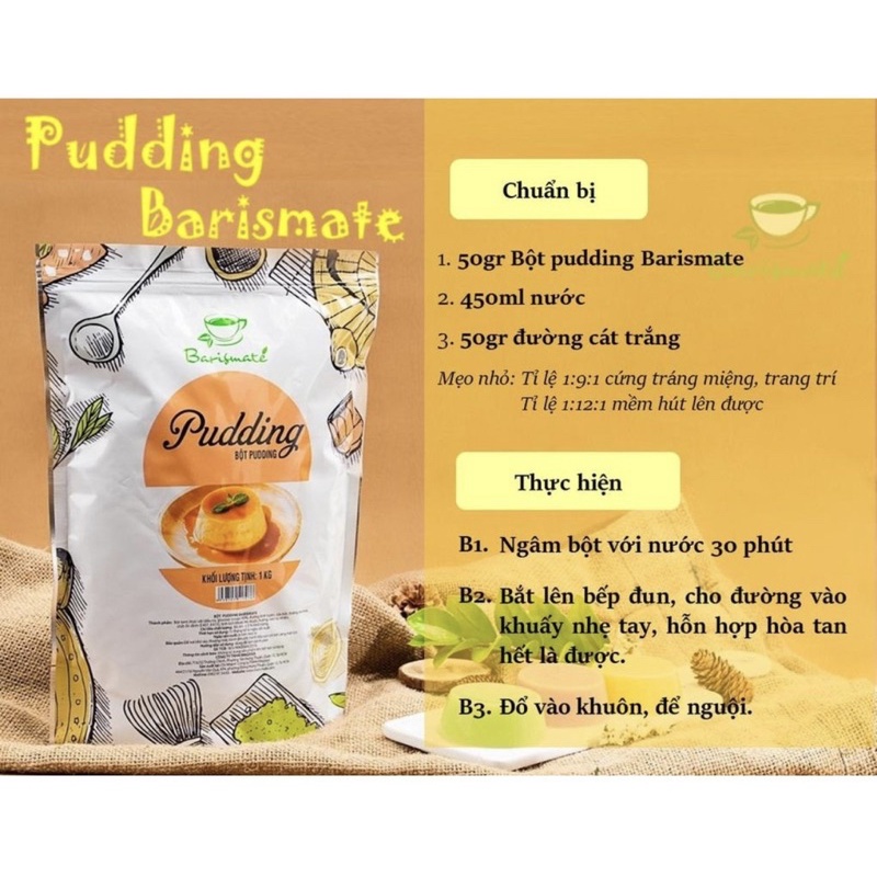 Pudding Barismate Làm Thạch Pudding Có Đủ Vị Gói 1Kg