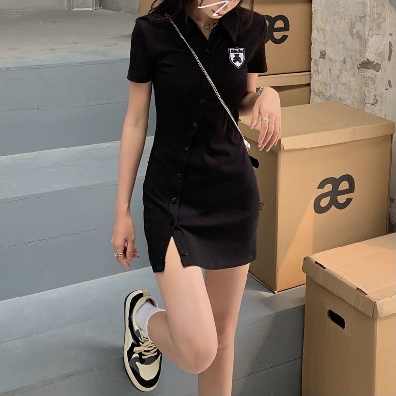 Đầm ZHELIHANGFEI thiết kế ôm hông cổ polo eo hẹp gợi cảm