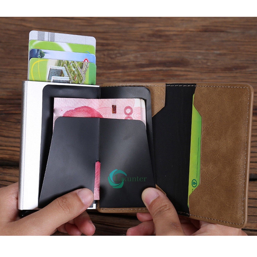 RFID Chic Leather Magic Money Clip Slim Mens Wallet ID Credit Card Holder <lixvn>