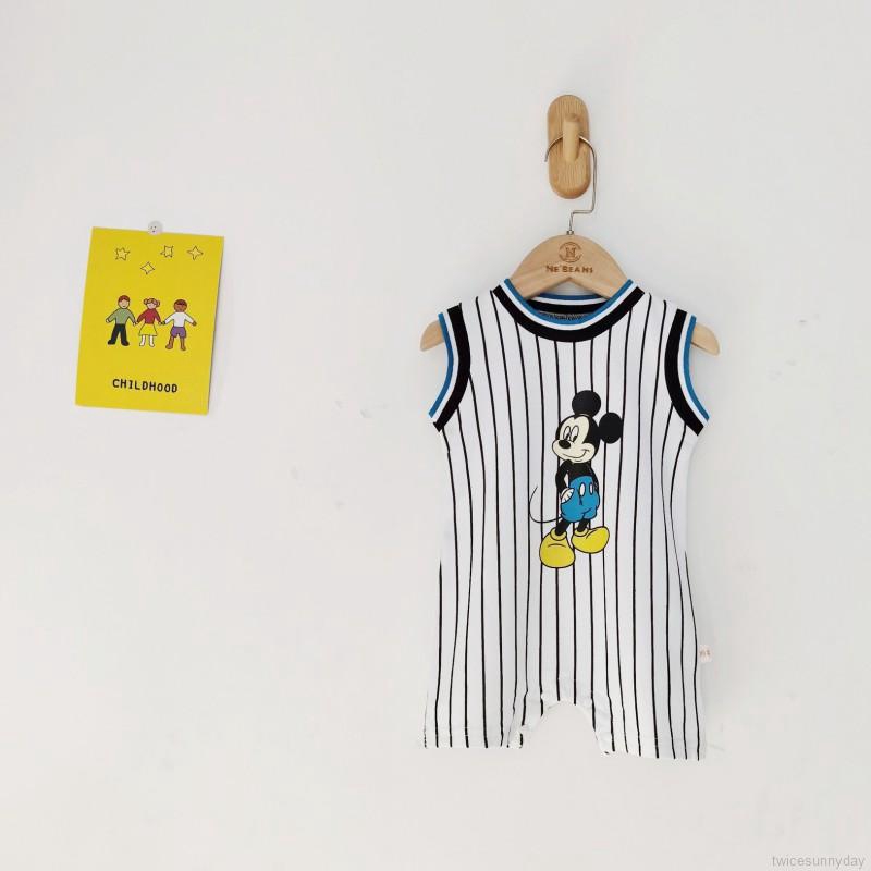 Áo Liền Quần In Hình Chuột Mickey Đáng Yêu Cho Bé