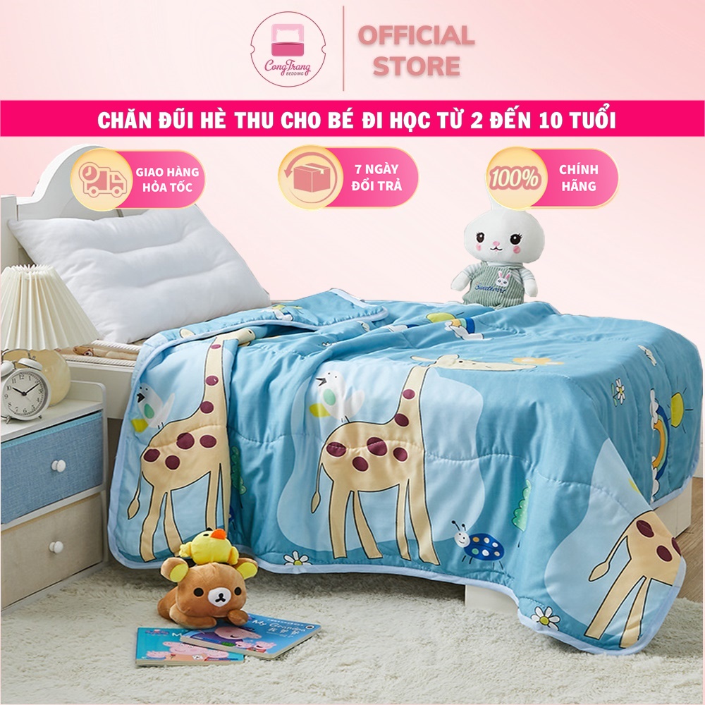 Chăn trẻ em chất cotton đũi cho bé đắp mùa hè thu, chăn cho bé đến trường, đắp văn phòng - 1m x 1m3 Mềm Mát