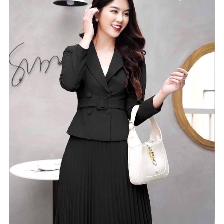 SET VEST CHÂN VÁY RẬP LY CAO CẤP