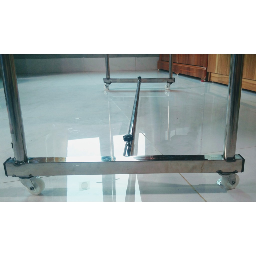 Giàn phơi quần áo đôi có bánh xe cao cấp inox 1m50