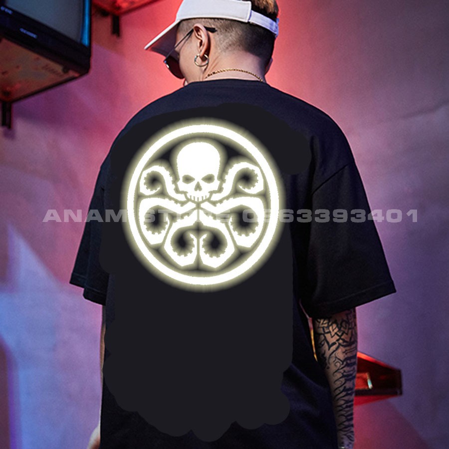 Áo thun Phản Quang Tay Lỡ Nam Nữ Red Skull