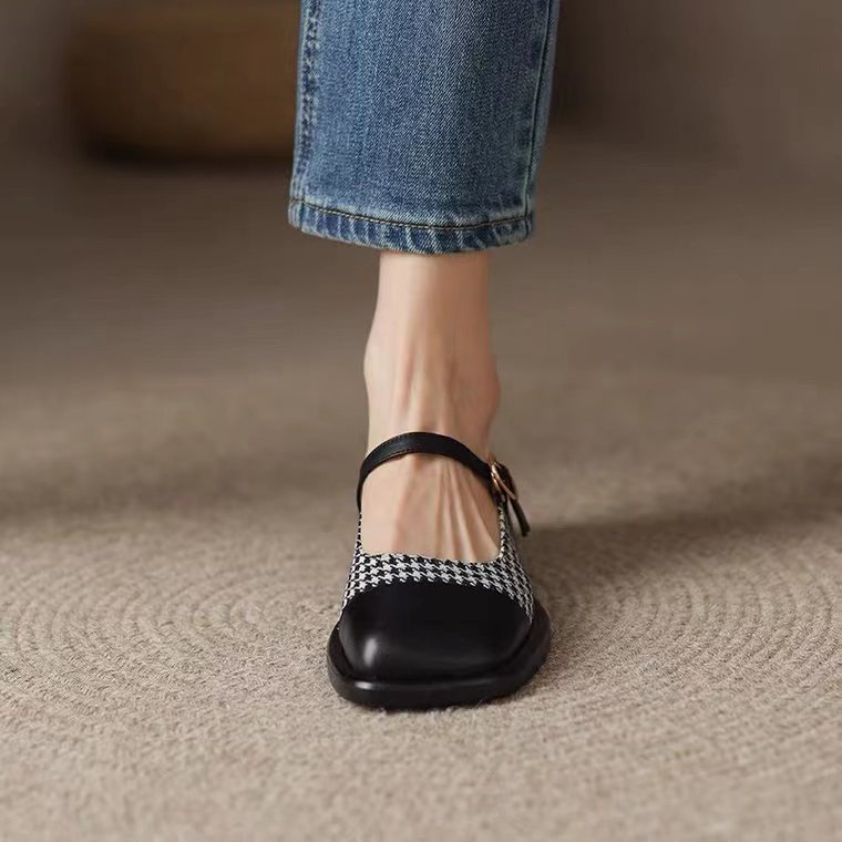Giày búp bê nữ mary janes mũi vuông quai cài lên chân cực phong cách - K8