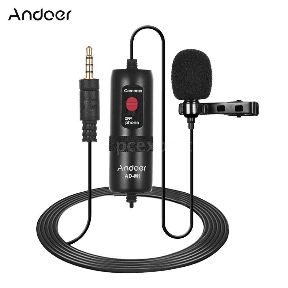 PCER◆ Andoer AD-M1 Omni-directional Condenser Microphone Lavalier Microphone with Foam Windscreen fo