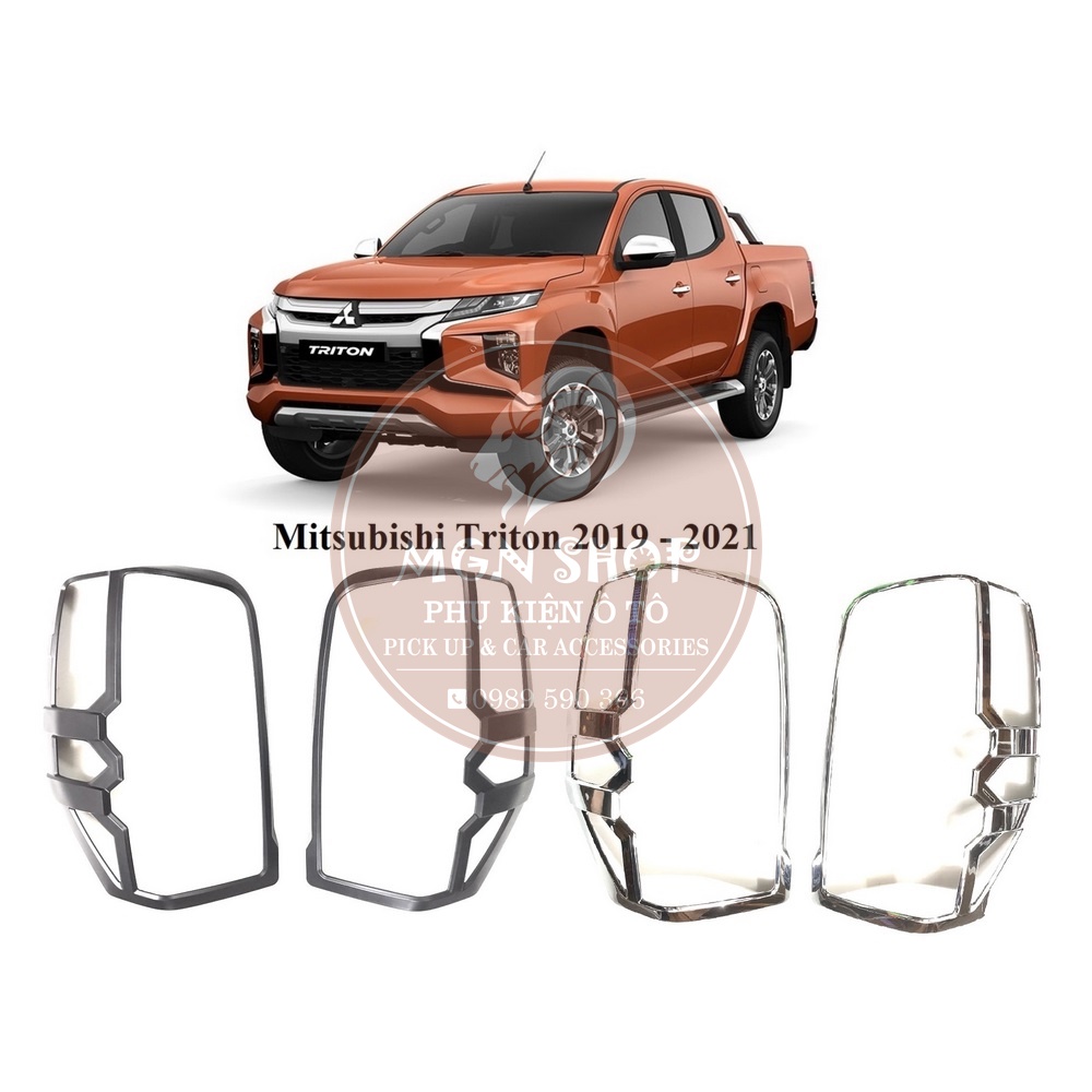 [Ốp đèn hậu] [Mitsubishi Triton 2019 - 2021] [màu đen / màu bạc]