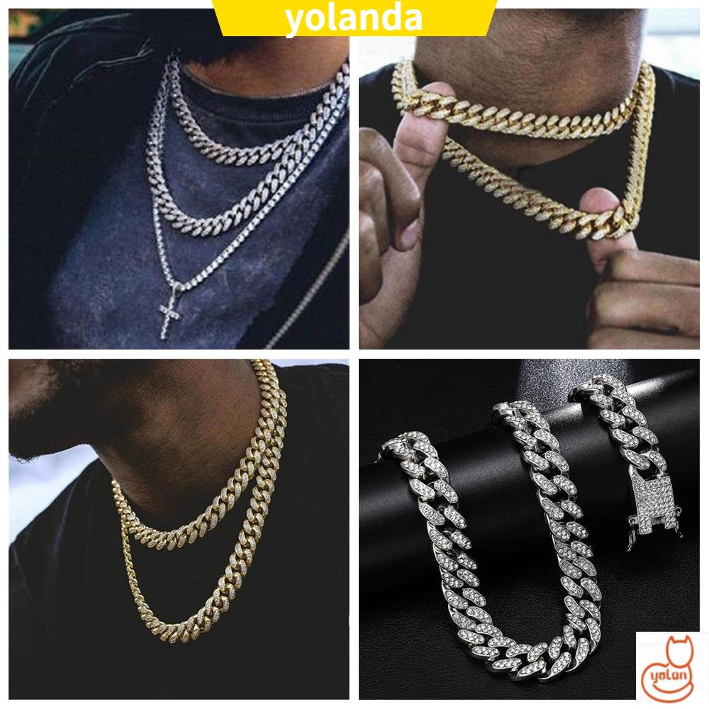 Chuỗi Dây Chuyền Dát Kim Cương Sáng Bóng Sang Trọng Phong Cách Hiphop Rộng 12mm Cuba Cho Nam Và Nữ