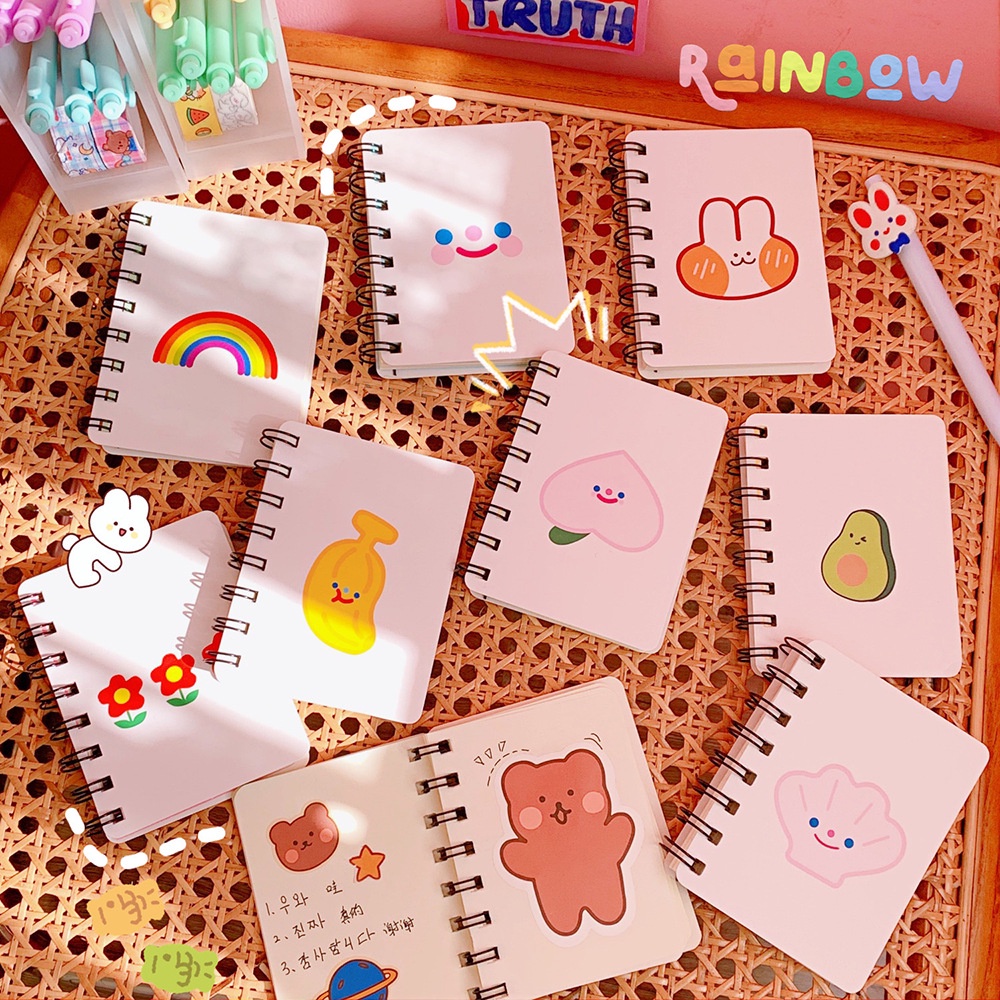 Sổ tay cute ghi chép, sổ mini lò xo họa tiết đáng yêu SH018