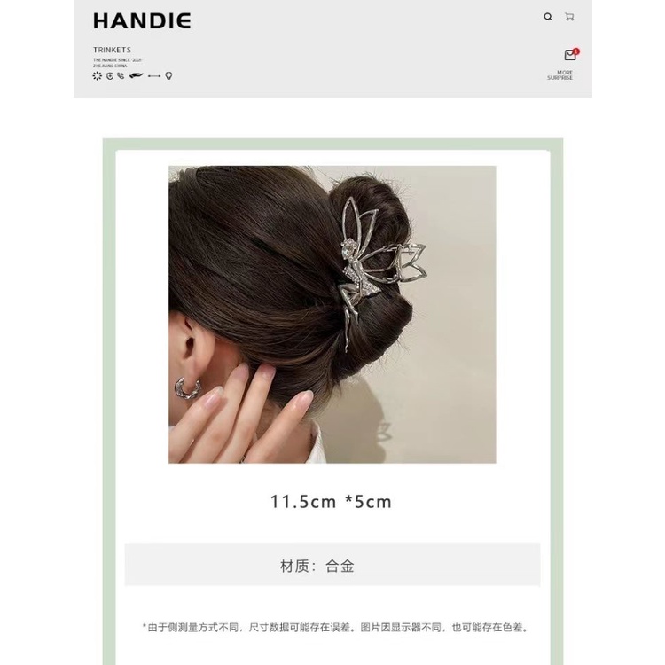 Kẹp Tóc Hình Cá Mập Bằng Kim Loại Màu Bạc Sang Trọng